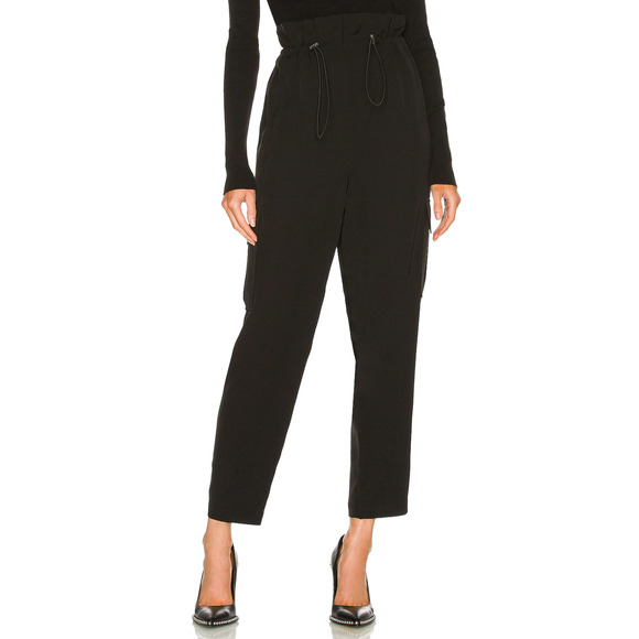 h:ours Black Baggy Paperbag Cargo Pants XS Streetwear Revolve Ankle $178 NEW - Picture 1 of 10